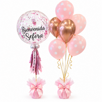 Bienvenida Bebé Rosa o Celeste globos