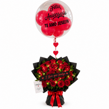 Ramo Amor Eterno con Globo Personalizado helio