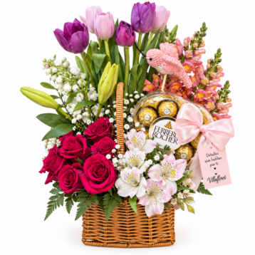 Canasta Dulces tulipanes